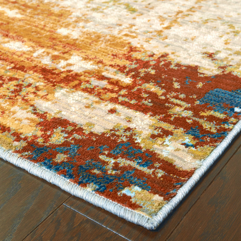Haugan Abstract Blue/Red Area Rug & Reviews AllModern